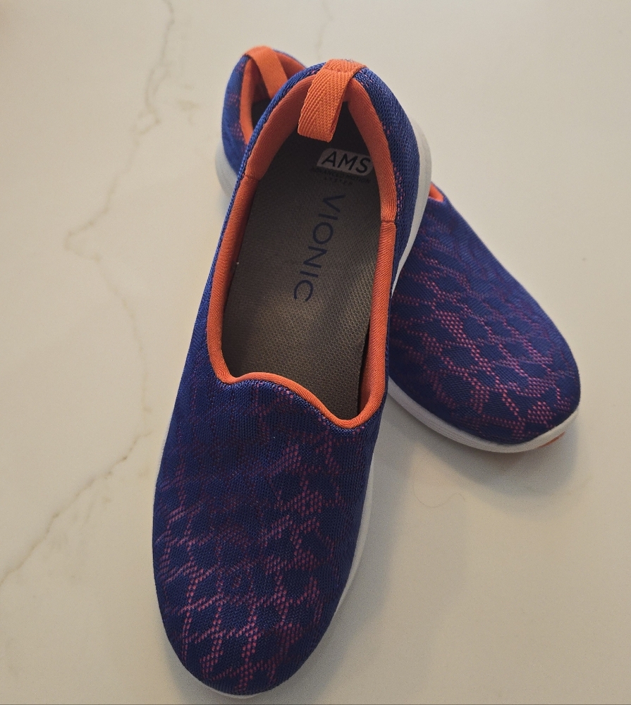 Vionic Slip-On Sneakers in Blue and Orange